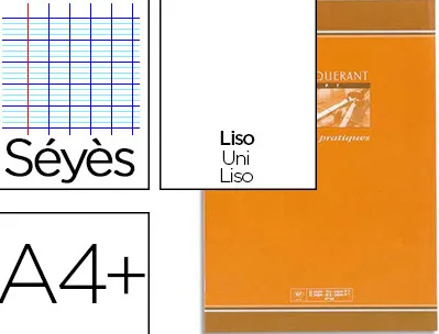 Cahier piqué conquérant sept travaux pratiques couverture offset a4+ 24x32cm 96 pages 70g 48p séyès 48p unies