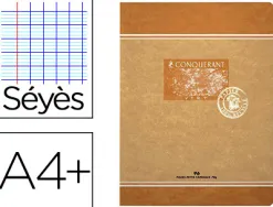 Cahier piqué conquérant sept papier recyclé encre offset base végétale a4+ 24x32cm 96 pages 70g séyès