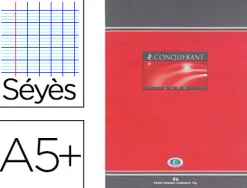 Cahier piqué conquérant sept couverture offset a5+ 17x22cm 96 pages 70g séyès