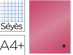 Cahier piqué liderpapel couverture plastique souple a4+ 24x32cm 96 pages séyès coloris rouge