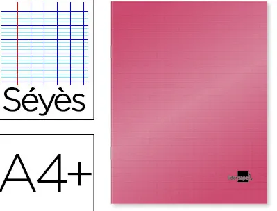 Cahier piqué liderpapel couverture plastique souple a4+ 24x32cm 96 pages séyès coloris rouge