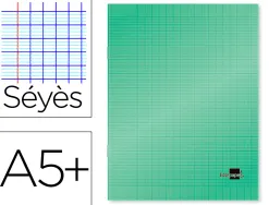 Cahier piqué liderpapel couverture plastique souple a5+ 17x22cm 90g 96 pages séyès coloris vert
