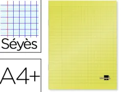 Cahier piqué liderpapel couverture plastique souple a4+ 24x32cm 96 pages séyès coloris jaune