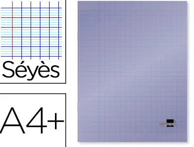 Cahier piqué liderpapel couverture plastique souple a4+ 24x32cm 96 pages séyès coloris violet