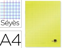 Cahier piqué liderpapel couverture plastique souple a4 21x29,7cm 96 pages séyès coloris jaune