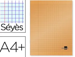 Cahier piqué liderpapel couverture plastique souple a4+ 24x32cm 96 pages séyès coloris orange