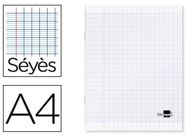 Cahier piqué liderpapel couverture plastique souple a4 21x29,7cm 96 pages séyès incolore