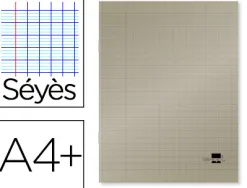 Cahier piqué liderpapel couverture plastique souple a4+ 24x32cm 96 pages séyès coloris gris