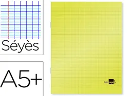 Cahier piqué liderpapel couverture plastique souple a5+ 17x22cm 90g 96 pages séyès coloris jaune