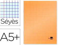 Cahier piqué liderpapel couverture plastique souple a5+ 17x22cm 90g 96 pages séyès coloris orange