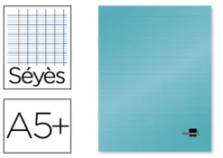 Cahier piqué liderpapel couverture plastique souple a5+ 17x22cm 90g 96 pages séyès coloris bleu