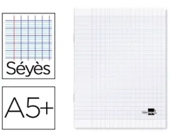 Cahier piqué liderpapel couverture plastique souple a5+ 17x22cm 90g 96 pages séyès incolore