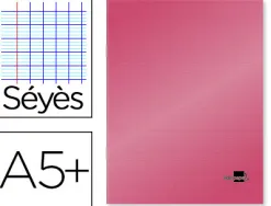 Cahier piqué liderpapel couverture plastique souple a5+ 17x22cm 90g 96 pages séyès coloris rouge