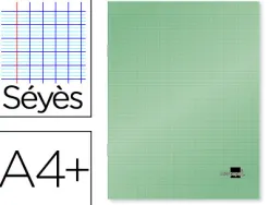 Cahier piqué liderpapel couverture plastique souple a4+ 24x32cm 96 pages séyès coloris vert