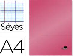 Cahier piqué liderpapel couverture plastique souple a4 21x29,7cm 96 pages séyès coloris rouge