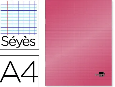 Cahier piqué liderpapel couverture plastique souple a4 21x29,7cm 96 pages séyès coloris rouge