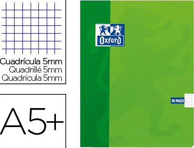 Cahier piqué oxford couverture pelliculée lavable a5+ 17x22cm 96 pages 90g 5x5mm