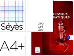 Cahier piqué oxford travaux pratiques couverture pelliculée lavable vélin velouté a4+ 24x32cm 80 pages séyès/uni 90g