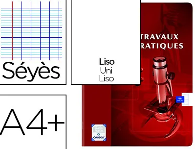 Cahier piqué oxford travaux pratiques couverture pelliculée lavable vélin velouté a4+ 24x32cm 80 pages séyès/uni 90g