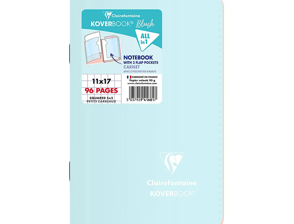 Cahier pique clairefontaine koverbook blush polypropylene opaque format a2 dim. 11x17cm 96 page