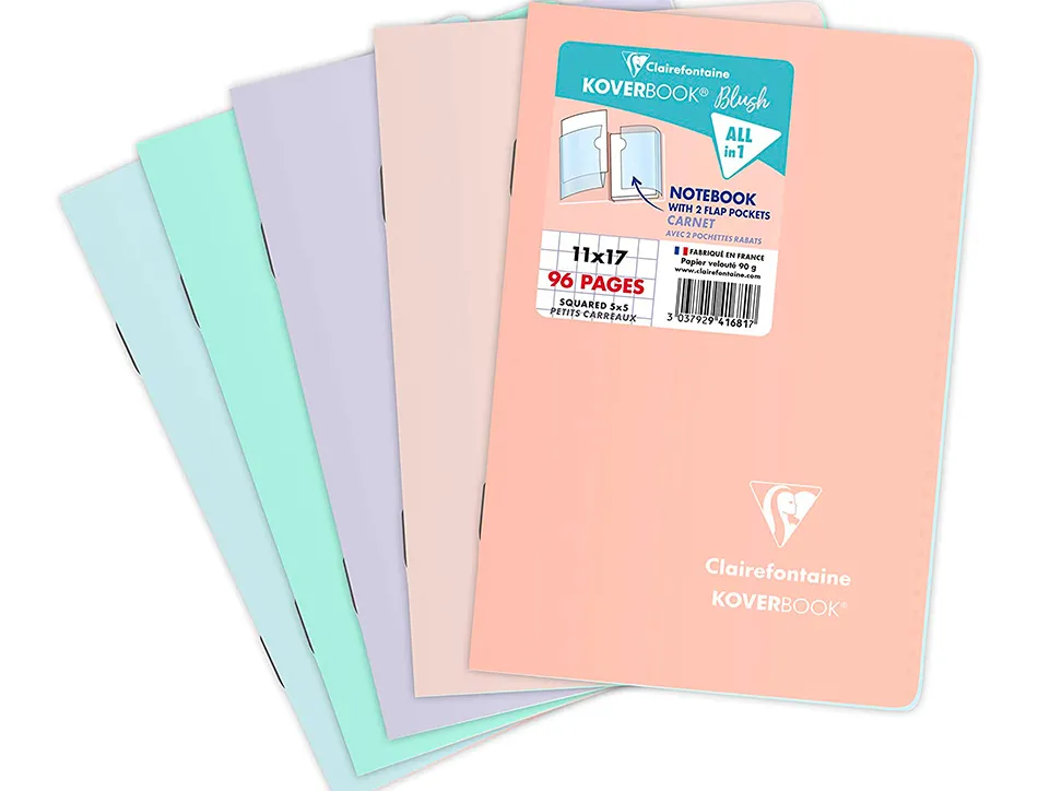 Cahier pique clairefontaine koverbook blush polypropylene opaque format a2 dim. 11x17cm 96 page