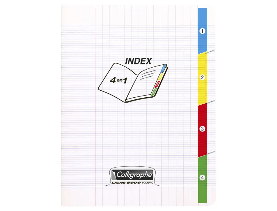 Cahier pique clairefontaine calligraphe 8000 polypro 4 index 170x220mm 96 pages 90g reglure seyes coloris