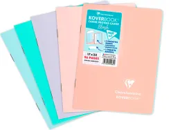 Cahier pique clairefontaine koverbook blush polypropylene 17x22cm 96 pages seyes coloris pastel assortis