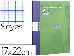 Cahier pique clairefontaine brouillon couverture carte offset papier velin surfin 17x22cm 96p seyes 56g coloris vert
