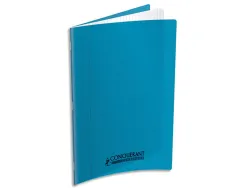 Cahier pique conquerant classique couverture polypro rigide transparent 240x320mm 96p 90g seyes turquoise