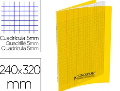 Cahier pique conquerant classique special deficient visuel polypropylene incolore 240x320mm 96p 90g s2,5mm noir