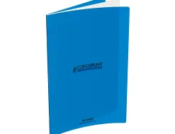 Cahier piqure conquerant couverture pp rigide transparente 21x29,7cm 48p seyes 90g coloris bleu