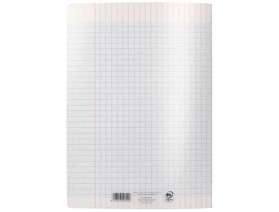 Cahier piqure liderpapel couverture pp 210x297mm 96p seyes incolore