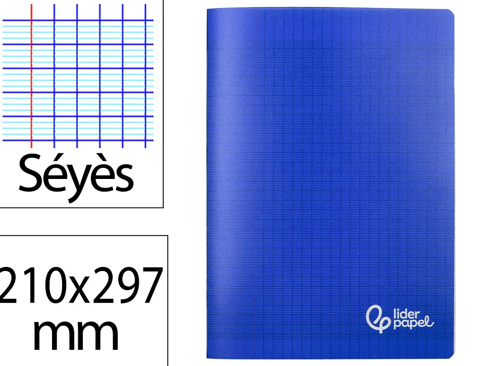 Cahier piqure liderpapel couverture pp 210x297mm 96p seyes coloris bleu