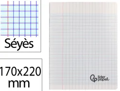 Cahier piqure liderpapel couverture pp 170x220mm 96p seyes incolore