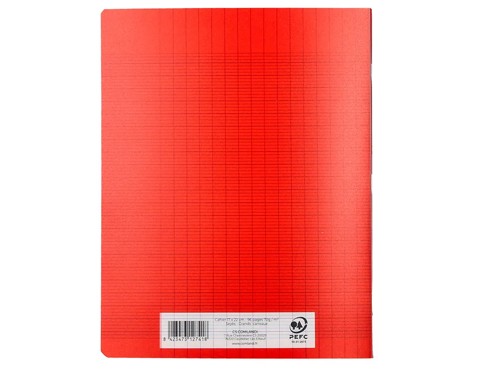 Cahier piqure liderpapel couverture pp 170x220mm 96p seyes coloris rouge