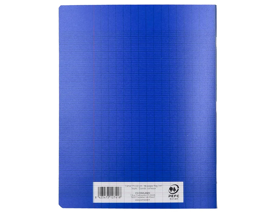 Cahier piqure liderpapel couverture pp 170x220mm 96p seyes coloris bleu