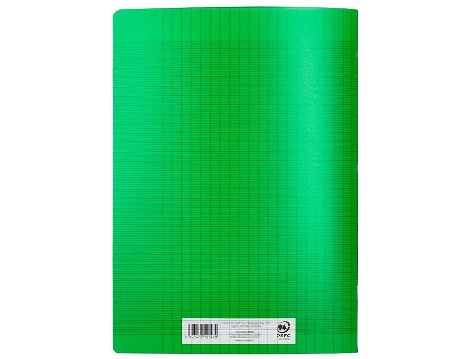 Cahier piqure liderpapel couverture pp 210x297mm 96p seyes coloris vert