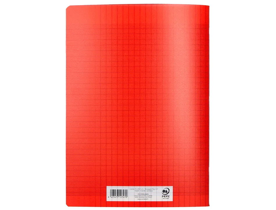 Cahier piqure liderpapel couverture pp 210x297mm 96p seyes coloris rouge