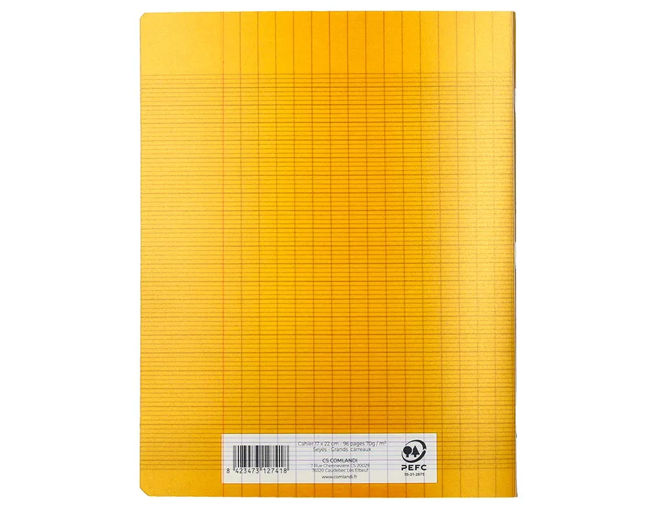 Cahier piqure liderpapel couverture pp 170x220mm 96p seyes coloris jaune