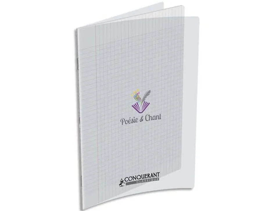 Cahier poésie piqué conquérant classique couverture transparente polypropylène a4+ 24x32cm 48 pages 90g séyès incolore