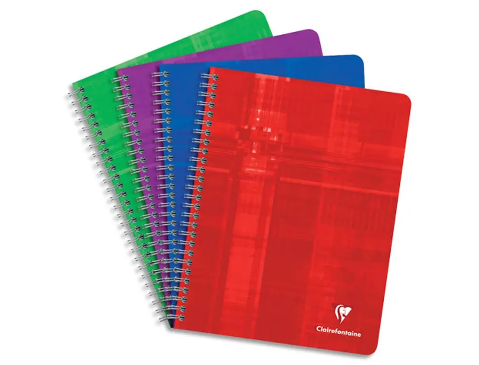 Cahier reliure spirale clairefontaine 17 x 22 cm 224 pages petits carreaux 5x5 papier 90g