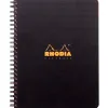 Cahier rhodiactive notebook reliure intégrale noire couverture pp a5+ 16x21cm 160 pages 90g 5x5mm microperforé
