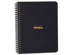 Cahier rhodiactive notebook reliure intégrale noire couverture pp a5+ 16x21cm 160 pages 90g ligné microperforé