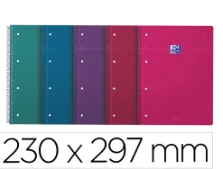Cahier smart oxford spirale 4 trous 230x297 mm 160 pages optik paper q5x5 coloris vives assorties