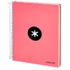 Cahier spirale antartik a5 240p 90g remborde quadrillage 5mm microperfore 5 bandes 6 trous coloris corail
