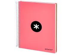 Cahier spirale antartik a5 240p 90g remborde quadrillage 5mm microperfore 5 bandes 6 trous coloris corail