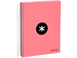 Cahier spirale antartik a5 240p 90g remborde quadrillage 5mm microperfore 5 bandes 6 trous coloris corail