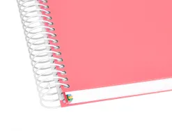 Cahier spirale antartik a5 240p 90g remborde quadrillage 5mm microperfore 5 bandes 6 trous coloris corail