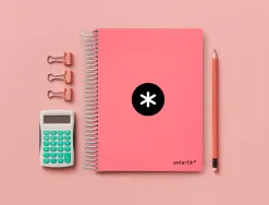 Cahier spirale antartik a5 240p 90g remborde quadrillage 5mm microperfore 5 bandes 6 trous coloris corail
