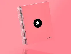 Cahier spirale antartik a5 240p 90g remborde quadrillage 5mm microperfore 5 bandes 6 trous coloris corail